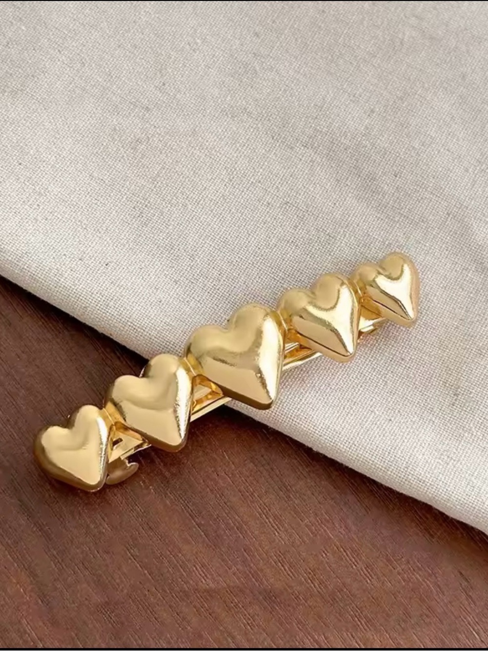 Gold Heart Row Hair Clip